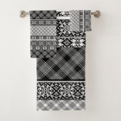 Schwarzweißpatchwork mit Spitze Badhandtuch Set (Insitu)
