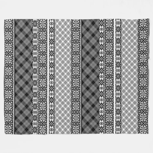 Schwarzweißpatchwork mit Spitze Fleecedecke (Vorderseite (Horizontal))
