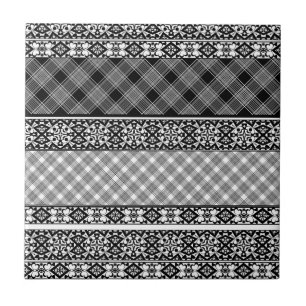 Schwarzweißpatchwork mit Spitze Fliese