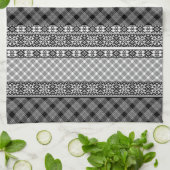 Schwarzweißpatchwork mit Spitze Geschirrtuch (Gefaltet)