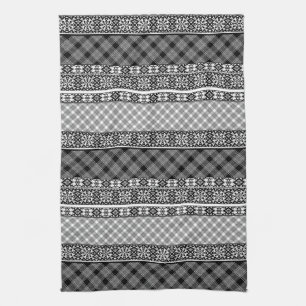 Schwarzweißpatchwork mit Spitze Geschirrtuch