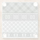 Schwarzweißpatchwork mit Spitze Glasuntersetzer (Rückseite)