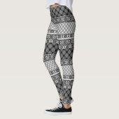 Schwarzweißpatchwork mit Spitze Leggings (Links)