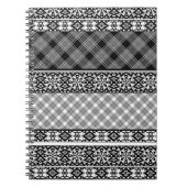 Schwarzweißpatchwork mit Spitze Notizblock (Vorderseite)