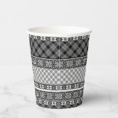 Schwarzweißpatchwork mit Spitze Pappbecher (Rechts)