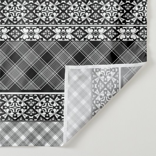 Schwarzweißpatchwork mit Spitze Wandteppich (Detail)