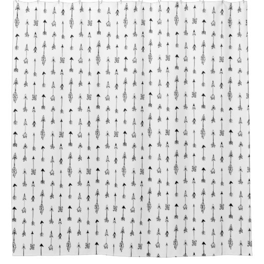 Schwarzweißpfeile. Modern skandinavisch Duschvorhang (Vorderseite)