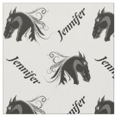 Schwarzweißpferd und Name personalisiert Stoff (Nahaufnahme)