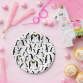 Schwarzweißpinguin-Muster Pappteller (Party)