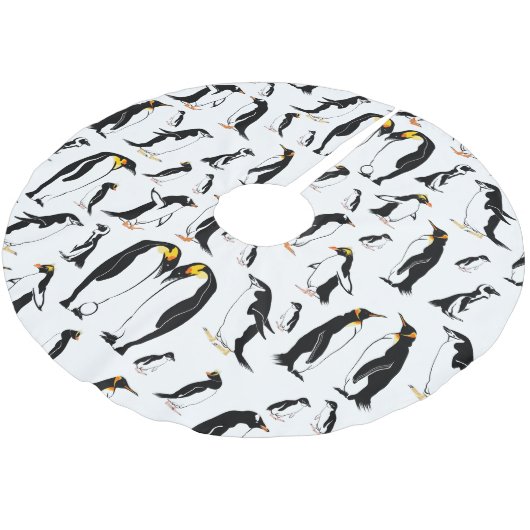 Schwarzweißpinguin-Muster Polyester Weihnachtsbaumdecke (Schrägansicht)