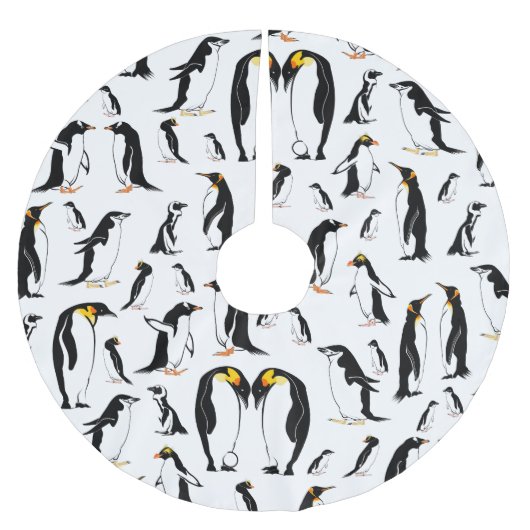 Schwarzweißpinguin-Muster Polyester Weihnachtsbaumdecke (Vorderseite)