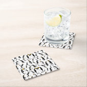 Schwarzweißpinguin-Muster Rechteckiger Pappuntersetzer (Vor Ort)