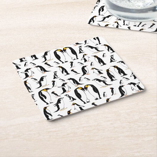 Schwarzweißpinguin-Muster Rechteckiger Pappuntersetzer (angewinkelt)