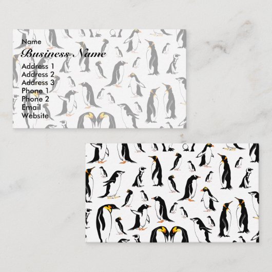 Schwarzweißpinguin-Muster Visitenkarte (Vorne/Hinten)