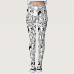 Schwarzweißplatine leggings