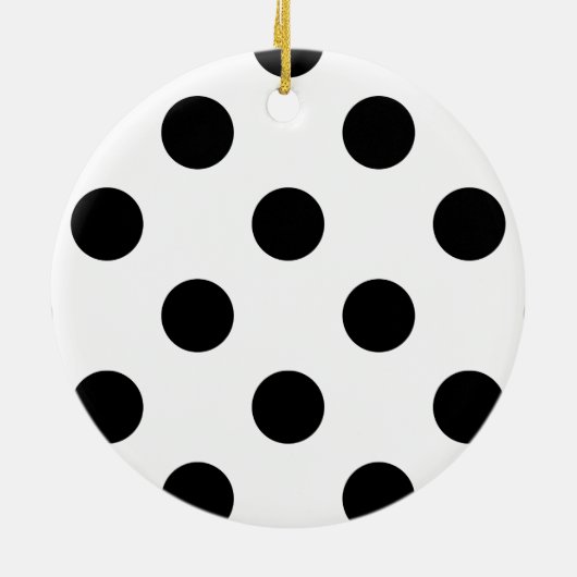 Schwarzweißpolka-Dot Keramik Ornament (Hinten)