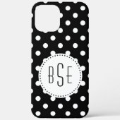 Schwarzweißpolka-Punkte mit Monogramm Case-Mate iPhone Hülle (Rückseite)