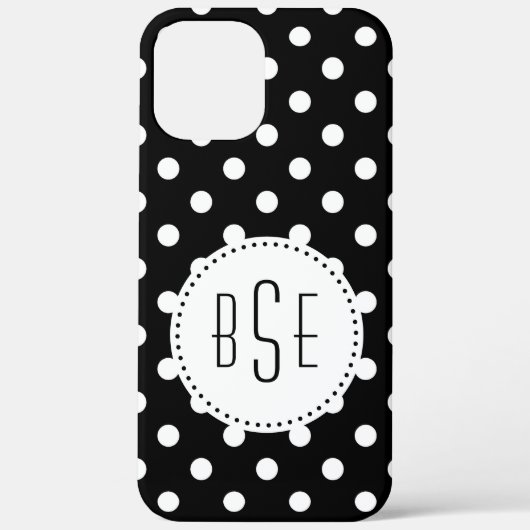 Schwarzweißpolka-Punkte mit Monogramm Case-Mate iPhone Hülle (Rückseite)