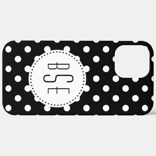 Schwarzweißpolka-Punkte mit Monogramm Case-Mate iPhone Hülle (Hinten (horizontal))