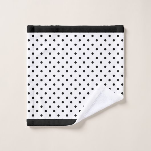 Schwarzweißpunkte Badhandtuch Set (Waschlappen)
