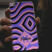 Schwarzweißrosa lila Groovy Psychedelic 70er Monog Case-Mate iPhone Hülle