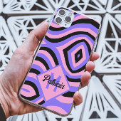 Schwarzweißrosa lila Groovy Psychedelic 70er Monog Case-Mate iPhone Hülle