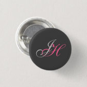 Schwarzweißrosa Monogramm Einfach Schlicht Button (Vorne & Hinten)