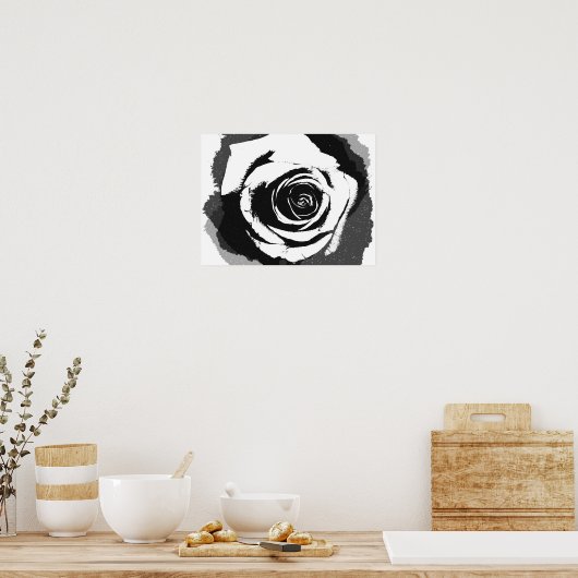 Schwarzweißrosa Poster (Küche)