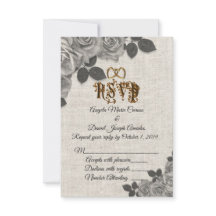 Schwarzweißrosen auf Leinenhochzeit RSVP