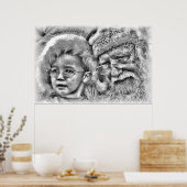 Schwarzweißsanta Poster (Küche)