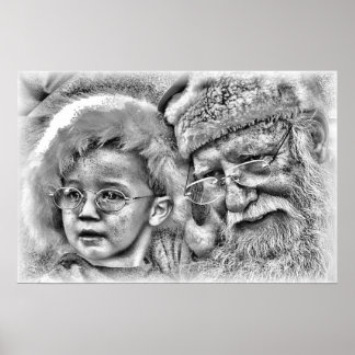 Schwarzweißsanta Poster