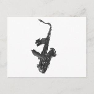 Schwarzweißsaxophon und zwei Hände Postkarte