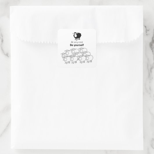 Schwarzweißschaf Quadratischer Aufkleber (Tasche)