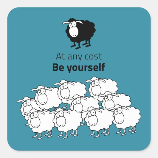Schwarzweißschaf Quadratischer Aufkleber (Vorderseite)