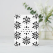 Schwarzweißschneeflocke Feiertagspostkarte (Stehend Vorderseite)
