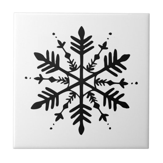 Schwarzweißschneeflocke Fliese (Vorderseite)