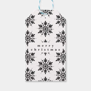 Schwarzweißschneeflocke Geschenkanhänger