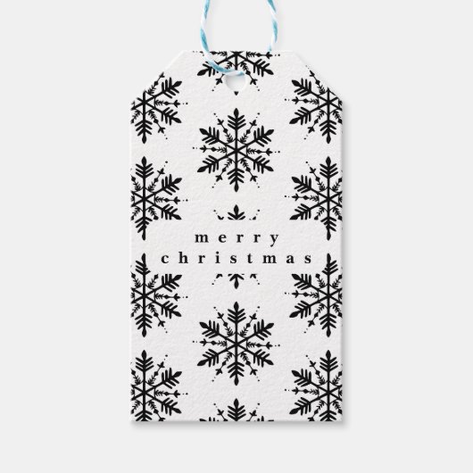 Schwarzweißschneeflocke Geschenkanhänger (Vorderseite)