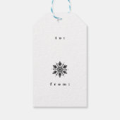 Schwarzweißschneeflocke Geschenkanhänger (Rückseite)