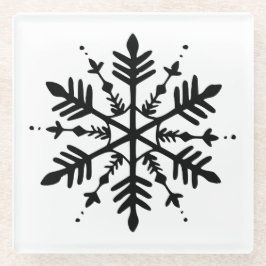 Schwarzweißschneeflocke Glasuntersetzer