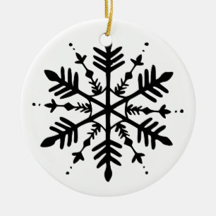 Schwarzweißschneeflocke Keramik Ornament