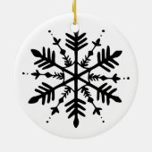Schwarzweißschneeflocke Keramik Ornament (Hinten)