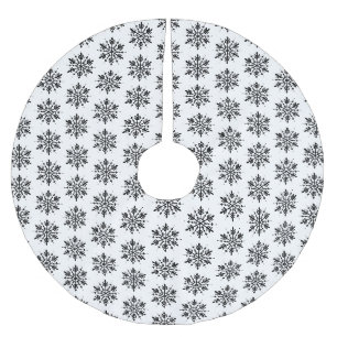 Schwarzweißschneeflocke Polyester Weihnachtsbaumdecke