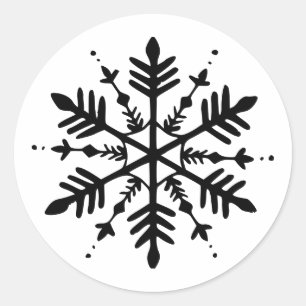Schwarzweißschneeflocke Runder Aufkleber