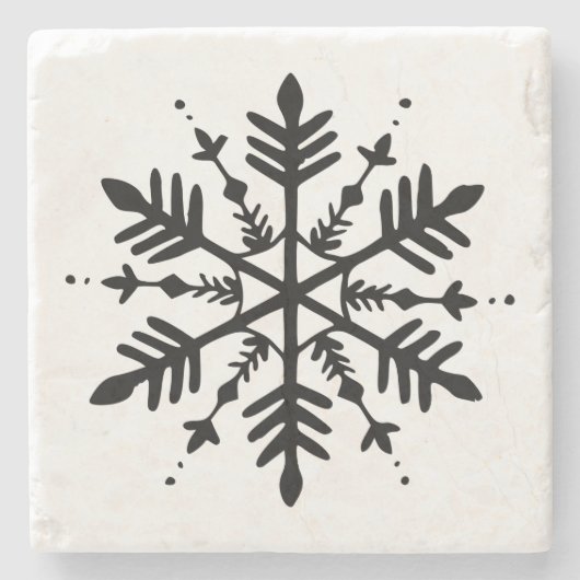 Schwarzweißschneeflocke Steinuntersetzer (Vorderseite)