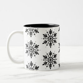 Schwarzweißschneeflocke Zweifarbige Tasse