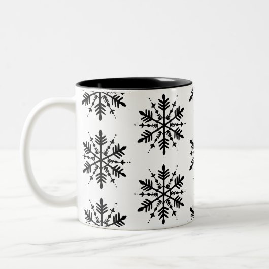 Schwarzweißschneeflocke Zweifarbige Tasse (Links)