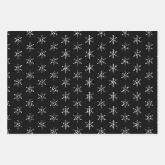 Schwarzweißschneeflocken Geschenkpapier Set (Vorderseite 2)