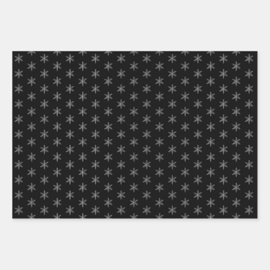 Schwarzweißschneeflocken Geschenkpapier Set (Vorderseite 3)