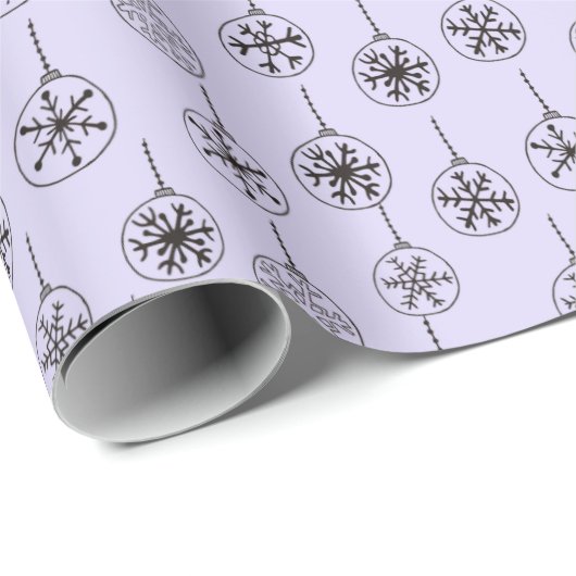 Schwarzweißschneeflocken Lila Weihnachten Geschenkpapier (Rolleneckpunkt)